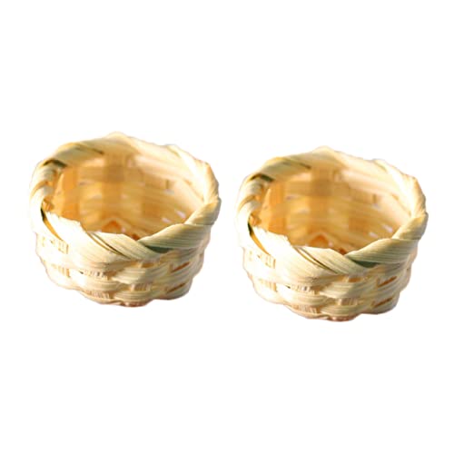 HONITANO 2 Stück Mini Bambuskorb Pflanze Mini Kinderspielzeug Mini Zubehör Mini Mini Raumdekor Mini Körbe Mini Ornament Mini Körbe Stoff von HONITANO