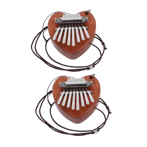 HONITANO 2 Stück Mini Daumenklavier Kalimba Herzförmiges Holz Fingerklavier Musikinstrument Anhänger Tragbares Kalimba für Anfänger Musikliebhaber von HONITANO