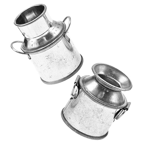 HONITANO 2 Stück Mini-Eimer Dekorationen Milchflaschen Milchpackung Milchtöpfe Bauernhaus hühner gieskanne kinderspielzeug mockin Mini-Hausmodelle Mini-Milchkännchen Legierung von HONITANO