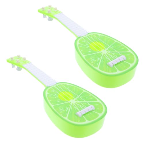 HONITANO 2 Stück Mini Gitarren Kunststoff Frühes Musiklernspielzeug Imitation Ukulele für Anfänger Mädchen Jungen Lerninstrument Ab Jahren von HONITANO