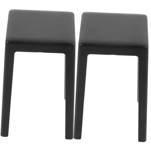 HONITANO 2 Stück Mini-Hockerstuhl bastelset basteln für mikrolle kinderknallzeug kunststoffstühle Toy Miniatur Puppe Mini-Hocker aus Kunststoff Mini-Haushocker Plastik Black von HONITANO