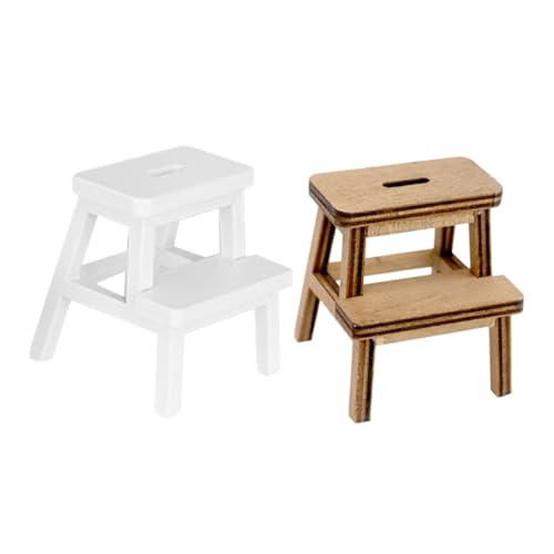 HONITANO 2 Stück Miniatur Hocker Mini Holzstuhl Modell Puppenhaus Möbel Dekoration Weiß Antikholz für Dollhouse Einrichtung HONITANO 2 Stück Miniatur Hocker Mini Holzstuhl Modell Puppenhaus Möbel Dekoration Weiß Antikholz für Dollhouse Einrichtung von HONITANO
