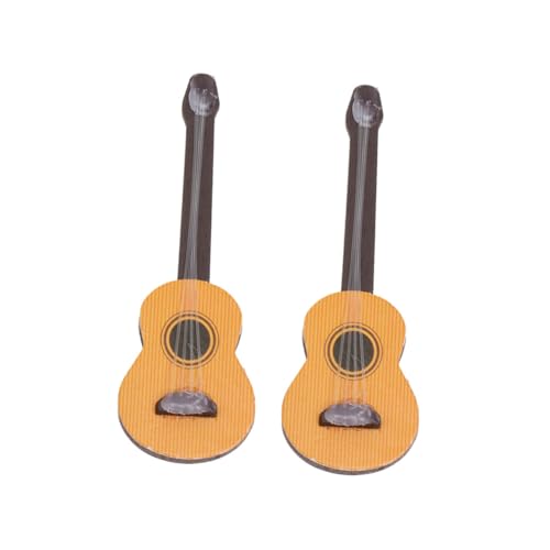 HONITANO 2 Stück Miniatur Holzgitarren Musik Mikro Dekoratives Puppenhaus Zubehör Desktop Ornament für Kreative Miniwelten von HONITANO