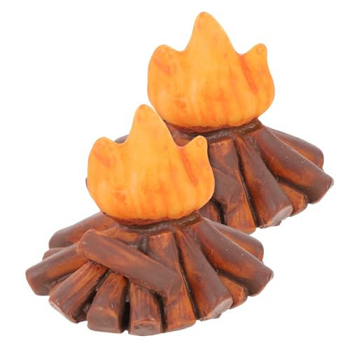 HONITANO 2 Stück Miniatur Lagerfeuer Modell aus Resin Lebensechte Kleine Campfire Dekoration Farbenfrohes Fake Fire Ornament für Garten Party und DIY Mikro Landschaft von HONITANO