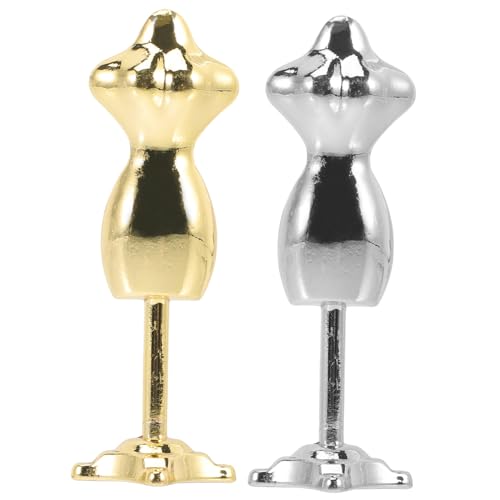 HONITANO 2 Stück Miniatur Puppenkleiderständer Langlebigem Legierungs Material Glänzend Gold und Silber für Puppenhaus Dekoration und Faltenfreies Ausstellen von Puppenkleidung für DIY von HONITANO