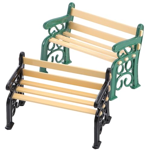 HONITANO 2 Stück Miniatur Puppenmöbel Mini Bänke für Basteln und Dekoration Kompakt und Kreativ für Puppenhaus Garten Terrasse Geschenk für Sammler von HONITANO