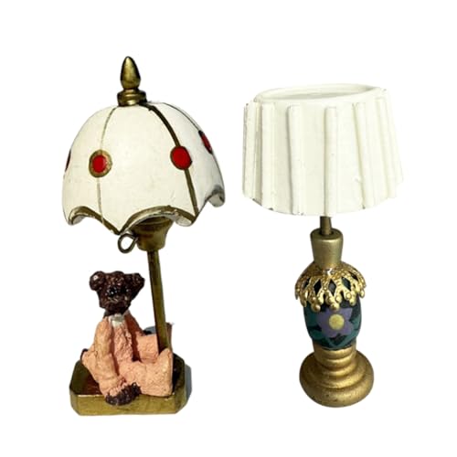 HONITANO 2 Stück Miniatur Tischlampen mit Bären und Weißschirm Design Realistische Puppenhaus Beleuchtung für Wohnzimmer Schlafzimmer und Kreative Miniaturfotografie Dekoration und HONITANO 2 Stück Miniatur Tischlampen mit Bären und Weißschirm Design Realistische Puppenhaus Beleuchtung für Wohnzimmer Schlafzimmer und Kreative Miniaturfotografie Dekoration und von HONITANO