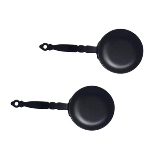 HONITANO 2 Stück Minipfanne Mini-Pfannen Miniaturpfannen Mini vorgetäuschte Pfannen für kinderspielzeug Toys for Dollhouse Decor Puppenhaus Mini-Pfanne Legierung Black von HONITANO