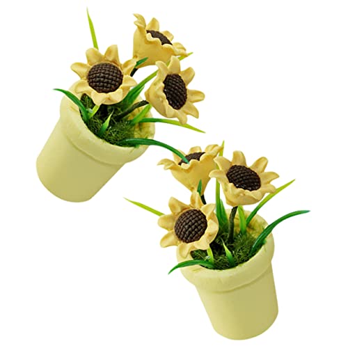 HONITANO 2 Stück Miniatur-topfpflanzen Für Puppenhaus- Realistisches Künstliches Blumen-wohnaccessoire-Set von HONITANO