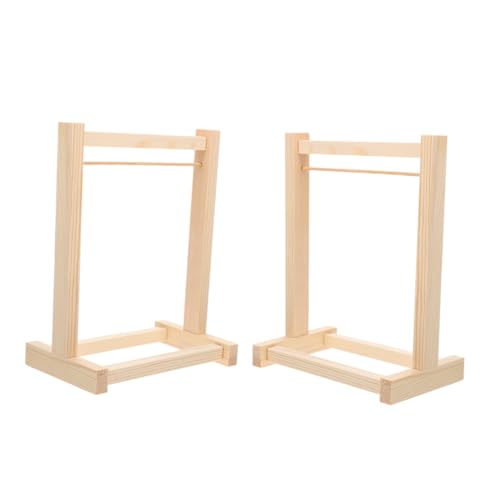 HONITANO 2 Stück Puppenhaus Wäscheständer puppenhaus Einrichtung mini kleiderbügel mini kleiderständer Puppen Accessoires Organizer für Puppenkleider Puppentuchständer Holz Khaki von HONITANO
