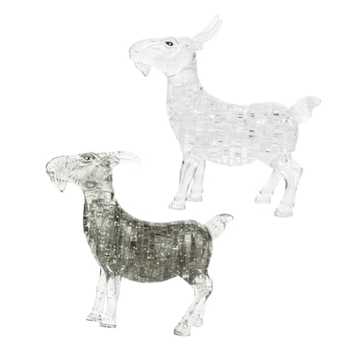 HONITANO 2 Stück Puzzle Ziegenfigur Teilig Transparent und Kristallklare Skulptur für Wohn und Bürodekoration Kleine Ziegenstatue als Tischornament und Dekoratives Sammlerstück von HONITANO
