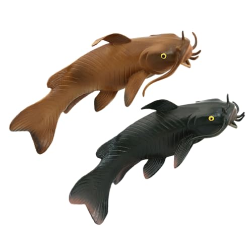 HONITANO 2 Stück Realistisches Teiliges Kleines Welsmodell aus Kunststoff Detailgetreues Fischspielzeug für Aquariumdekoration Fotorequisiten und Interaktives Angelspielzeug für Sammler von HONITANO