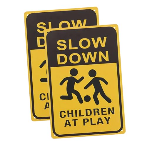 HONITANO 2 Stück Sicherheitsschild aus Langlebigem Metall Wetterfestes Children At Play Verkehrszeichen für Straße Rasen Nachbarschaft Einfache Montage Warnhinweis für Spielende HONITANO 2 Stück Sicherheitsschild aus Langlebigem Metall Wetterfestes Children At Play Verkehrszeichen für Straße Rasen Nachbarschaft Einfache Montage Warnhinweis für Spielende von HONITANO