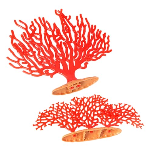 HONITANO 2 Stück Simuliertes Korallenmodell Bob Große Aquarium-Ornamente Landschafts-korallen-Layout Künstlich Fälschung Meeresfischbecken Aquarium Aquarium Klein Vielseitig PVC Rot von HONITANO