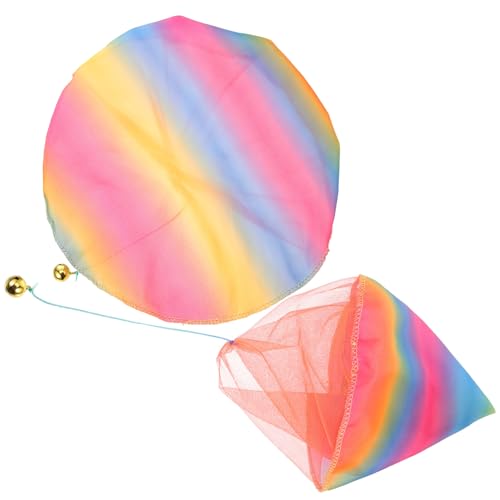 HONITANO 2 Stück Teiliges Fallschirm Großer und Kleiner Regenbogen Fallschirm mit Klingel Handgeworfen Leichtes Outdoor Wurfspielzeug für Kleinkinder und Fördert Aufmerksamkeit und von HONITANO