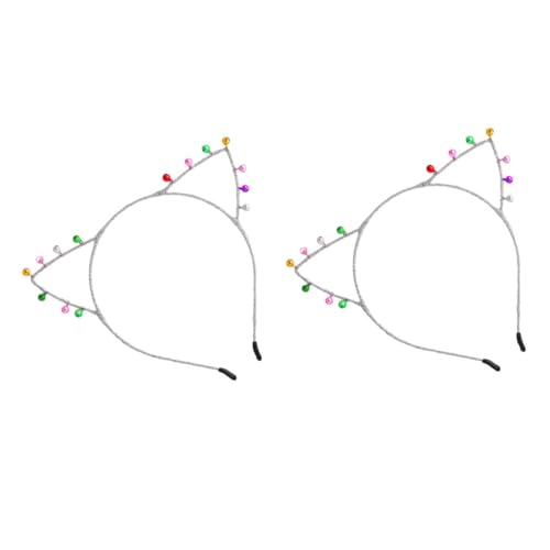 HONITANO 2 Stück Teiliges Katzenohren Haarreif Glocken Silbernes Cosplay Stirnband für Damen Festlicher Haarschmuck für Weihnachten und Mottopartys HONITANO 2 Stück Teiliges Katzenohren Haarreif Glocken Silbernes Cosplay Stirnband für Damen Festlicher Haarschmuck für Weihnachten und Mottopartys von HONITANO