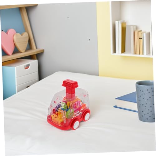 HONITANO 2 Stück Teiliges Kinderauto Transparentes Auto mit Bunten Zahnrädern Friktionsantrieb Schiebefahrzeug für Kleinkinder Montessori Lernspielzeug Blau und Rot von HONITANO