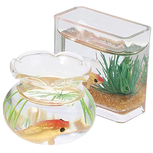HONITANO 2 Stück Teiliges Miniatur Fischglas aus und Kunststoff Verschleißfest Runde und Quadratische Mini Aquarium Deko für Puppenhaus und Miniaturhaus Wohnzimmer als Zufällige Farbe HONITANO 2 Stück Teiliges Miniatur Fischglas aus und Kunststoff Verschleißfest Runde und Quadratische Mini Aquarium Deko für Puppenhaus und Miniaturhaus Wohnzimmer als Zufällige Farbe von HONITANO