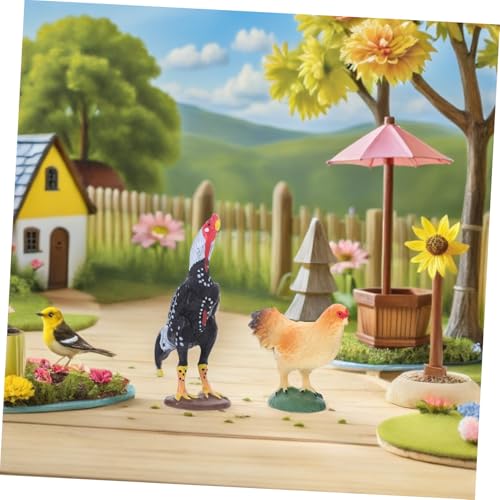 HONITANO 2 Stück Teiliges Realistische Bauernhof Hühnerfiguren aus Solidem Material Bunte Miniatur Hahn und Henne Pädagogisches für Bauernhof Spielsets und Garten Deko von HONITANO