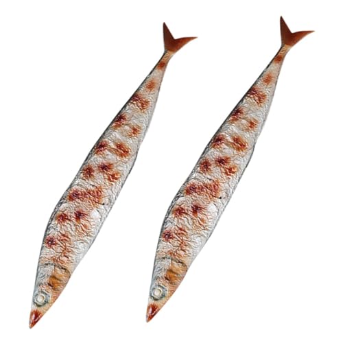 HONITANO 2 Stück Teiliges Realistisches Fake Fisch Saury Modell aus Detailgetreues Grillfisch für Simulation zum Rollenspiel Küchen und Grillzubehör von HONITANO