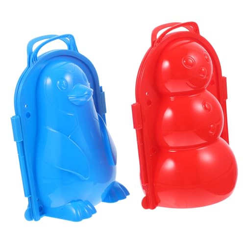 HONITANO 2 Teiliges Schneeballspielzeug mit Schneemann und Pinguinform Kindersicheres Winter Outdoor für Einfacher Schneeballformer Clip für Schnellen Schneeballspaß von HONITANO