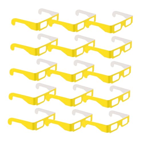 HONITANO 20 Paare Papier Diffusionsbrille für Lebendige Effekte bei Partys Konzerten und Festivals für Gruppenveranstaltungen Rechteckige Form Gelb von HONITANO