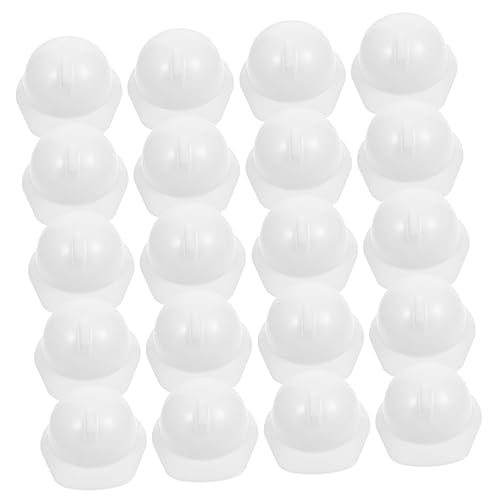 HONITANO 20 Stck Teiliges Mini Puppen Schutzhelm Kunststoff Sicherheitshelme Realistische Bauarbeiter Hüte für Puppen Robust Glatt Vielseitig Einsetzbar Weiß von HONITANO