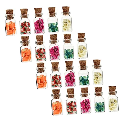 HONITANO 20 Stück Mini -Lebensmittelzubehör für kinderspielzeug schöafzimmerdeko Obstglas Children Toys raumdeko Mini-Küchenornamente Miniaturglasdekor Miniatur-Obstflasche von HONITANO