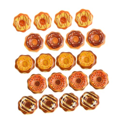 HONITANO 20 Stück Miniatur-Donuts Puppenhaus-Donuts Mini-Donuts süßigkeiten Dollhouse zubehör susigkeiten Miniaturdesserts Mini-Hausverzierung Fake-Donut-Ornament Mini-Essen Harz von HONITANO