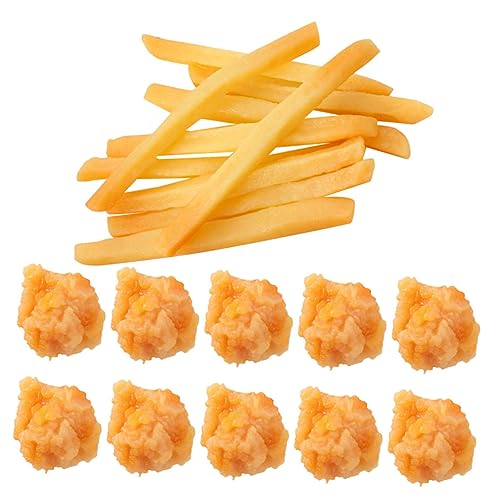 HONITANO 20 Stück Snack-Modell Gefälschtes Essen Anzeige Huhn Pommes Frittes Simulation Pommes Frites Künstliche Pommes Frites Zum Ausstellen Realistisch Aussehende Chips Requisiten PVC von HONITANO