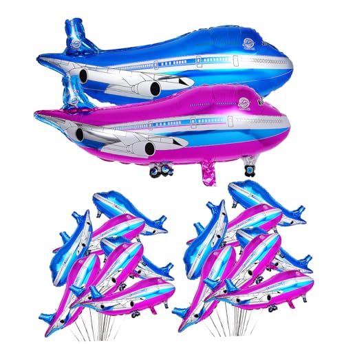 HONITANO 20 Stück Teiliges Flugzeug Folienballon Leichte Aufblasbare Partydekoration für Kindergeburtstag mit Blauen und Rosafarbenen Ballons Einfach mit Luft oder Helium zu Befüllen HONITANO 20 Stück Teiliges Flugzeug Folienballon Leichte Aufblasbare Partydekoration für Kindergeburtstag mit Blauen und Rosafarbenen Ballons Einfach mit Luft oder Helium zu Befüllen von HONITANO