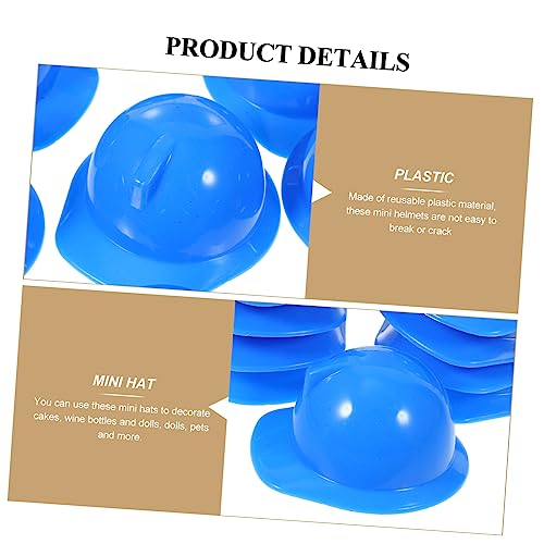 HONITANO 20 Stück Teiliges Mini Bauhelme aus Kunststoff Dekorative Sicherheitshelme für Puppen Haustiere und Flaschen Blaue Minihelme für Partys und Kreative DIY Dekoration von HONITANO