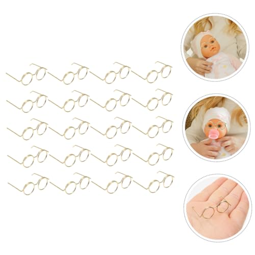 HONITANO 20 Stück Teiliges Mini Metallbrillen für Puppen Linsenlose Runde Rahmen Leichte Puppenbrillen Deko Vielseitiges Zubehör für Puppenkostüme und DIY Projekte Kompatibel mit von HONITANO