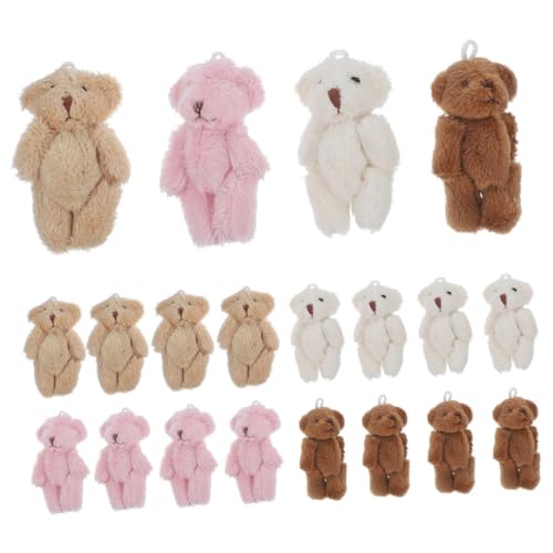 HONITANO 20 Stück Teiliges Mini Plüschbären Weiche Kleine Bären für Schlüsselanhänger Shower Dekorationen Bunte Stofftiere Charmante Anhänger für Hüte und Halsketten von HONITANO