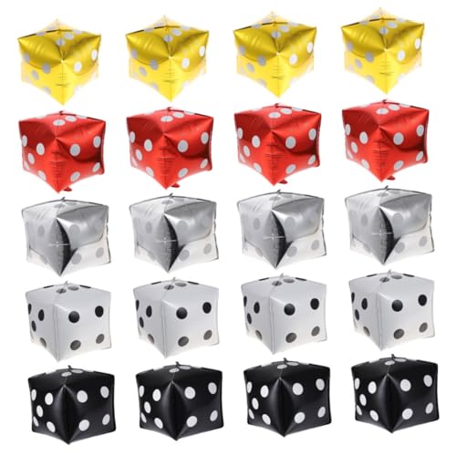 HONITANO 20 Stück Teiliges Würfel Folienballon Party Deko mit Selbstversiegelndem Verschluss Aluminiumfolie Luftballons in Gold Silber Schwarz Weiß Rot für Spielabend und Hintergrund HONITANO 20 Stück Teiliges Würfel Folienballon Party Deko mit Selbstversiegelndem Verschluss Aluminiumfolie Luftballons in Gold Silber Schwarz Weiß Rot für Spielabend und Hintergrund von HONITANO
