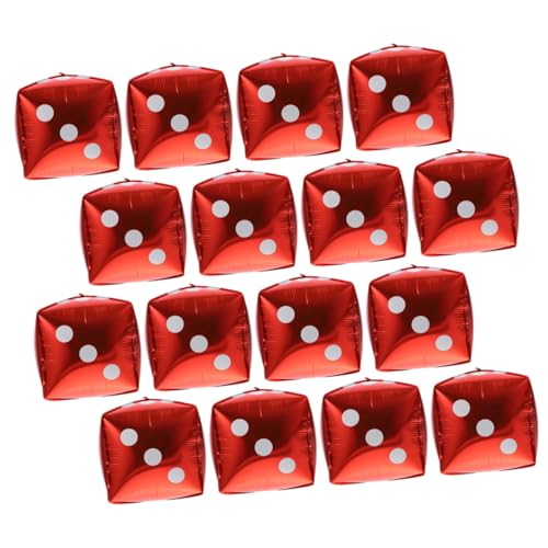 HONITANO 20 Stück Teiliges Würfel Luftballons aus Aluminiumfolie Rote Würfelform Party Deko für Themenparty Stabile Folienballons für Kindergeburtstag und Spielabende von HONITANO