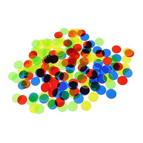 HONITANO 200 Stück Plastik Bingo Chips Zählmarker Bunte Transparente Spielchips für Lernspiele und Bingo Party Zubehör Farbige Kunststoff Zählsteine für Matheunterricht von HONITANO