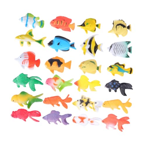 HONITANO 24 Stück Teiliges Meerestiere Modellspielzeug mit Tropischen Fischen und Goldfischen Realistische Miniatur Meeresorganismen Pädagogisches Lernspielzeug für Partydeko von HONITANO