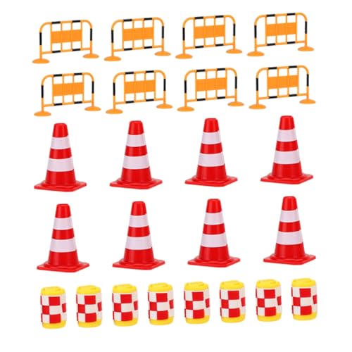 HONITANO 24 Stück Teiliges Verkehrs Lernspielzeug mit Realistischen Verkehrsleitkegeln und Absperrungen Leicht Farbenfroh für Rollenspiele und Verkehrserziehung im Innen Außenbereich von HONITANO