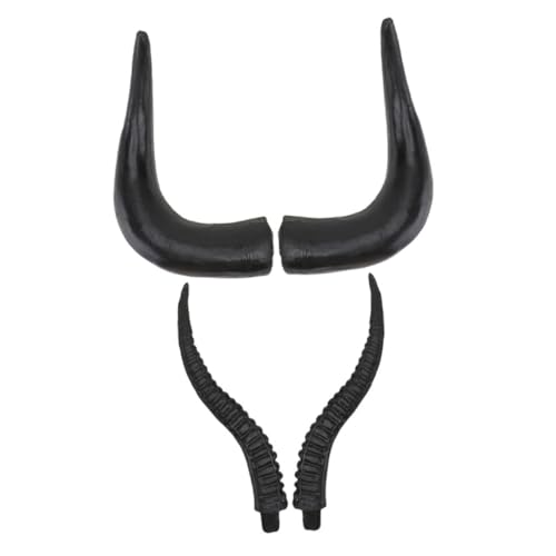 HONITANO 2Paare Künstliche Ochsenhorn Haarreifen für Halloween Dekoration und Cosplay Kleine Antilopenhörner Mittlere Ochsenhörner DIY Requisite von HONITANO