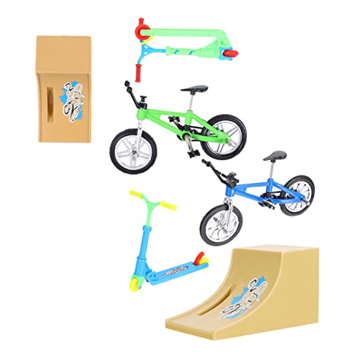 HONITANO 2Sätze Finger Fahrrad Teiliges Mini Fingerbike Kit mit Rampen für Tischspielzeug Fingerfertigkeit und Stressabbau Partys von HONITANO