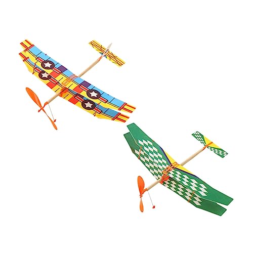 HONITANO 2Stücke Gummiband Flugzeugspielzeug Bildungsflugzeug Modell zum Zusammenbauen für Lernspielzeug Hand Augen Koordination und Eltern Junge Mädchen Interaktion von HONITANO