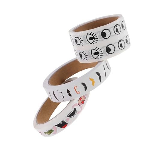 HONITANO 3 Rollen Kreative DIY-Aufkleber mit Selbstklebenden Augen Mündern und Schnurrbärten Bunte Cartoon-Labels für Bastelprojekte Scrapbooking und Kinderhandwerk von HONITANO
