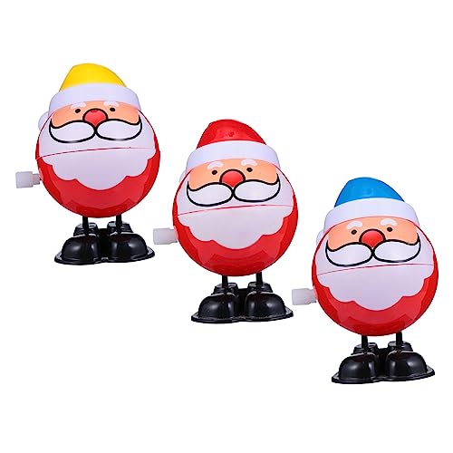 HONITANO 3 STÜCKE Teiliges Weihnachts Aufziehspielzeug mit Buntem Santa Design Langlebige Mini Wind Up Toys für Farbenfrohe Mechanische Laufspielzeuge als Zufällige Farbe Zufällige Farbe von HONITANO