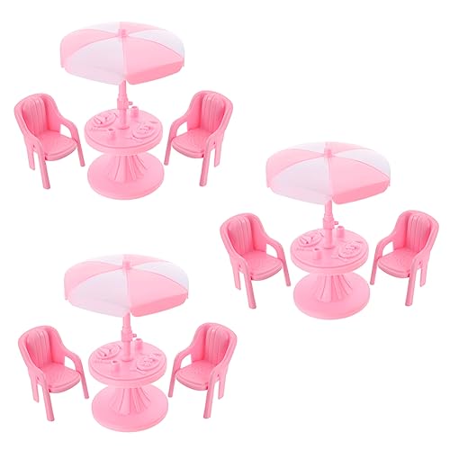 HONITANO 3 Sätze Mini-stuhlschirm Mini Strandkorb Mini-hausversorgung DIY-puppendekor-Requisiten Mini-strandkorb Miniaturdekoration Mini-tischmodell Puppenhauszubehör Abs Weiß von HONITANO