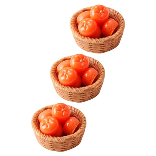 HONITANO 3 Sätze Puppenhausfrucht Klein Mini Lebensecht Obst Puppenhaus-früchteschmuck Puppenhaus-fruchtmodell Winzige Frucht Puppenhausdekor Simulationsfruchtverzierung Harz Orange von HONITANO