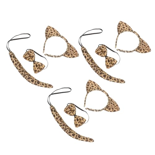 HONITANO 3 Sätze Teiliges Katzenohren Set mit Haarreif und Schleife Niedliches Tierkostüm für Gelb Leopardenmuster für Fasching Halloween und Karnevalspartys HONITANO 3 Sätze Teiliges Katzenohren Set mit Haarreif und Schleife Niedliches Tierkostüm für Gelb Leopardenmuster für Fasching Halloween und Karnevalspartys von HONITANO