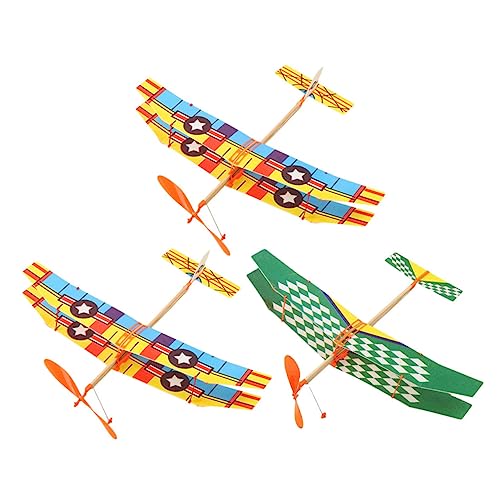 HONITANO 3 Stück DIY Gummi Segelflugzeug für Langlebiges Schadstofffreies Material Pädagogisch für Jungen und Mädchen Fördert Kreativität und Lernspaß von HONITANO