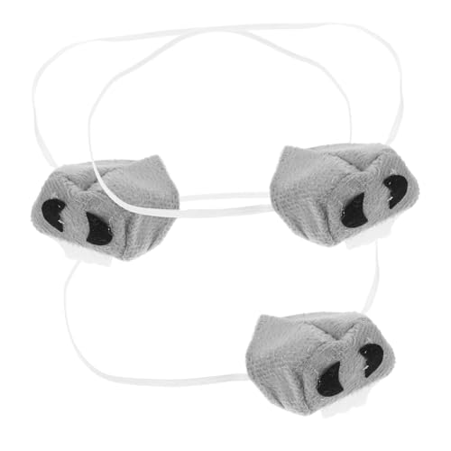 HONITANO 3 Stück Eselsnase Esel Kostüm Tierzubehör Kostümzubehör Tierkostüm Deko Ausgestopfter Esel Plüschtier Halloween Cosplay Zubehör Mini Deko Tuch Grau von HONITANO