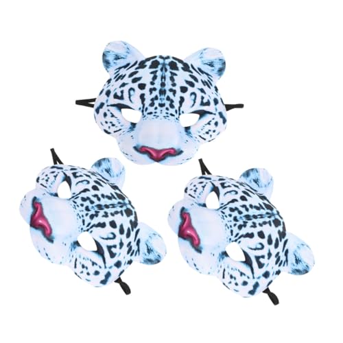 HONITANO 3 Stück Halbgesichtsmasken Leopard aus EVA Atmungsaktive Tiermasken für Karneval Halloween und Dschungel-partys Bequemer Sitz und Detailreiche Gestaltung für Faschingskostüme von HONITANO